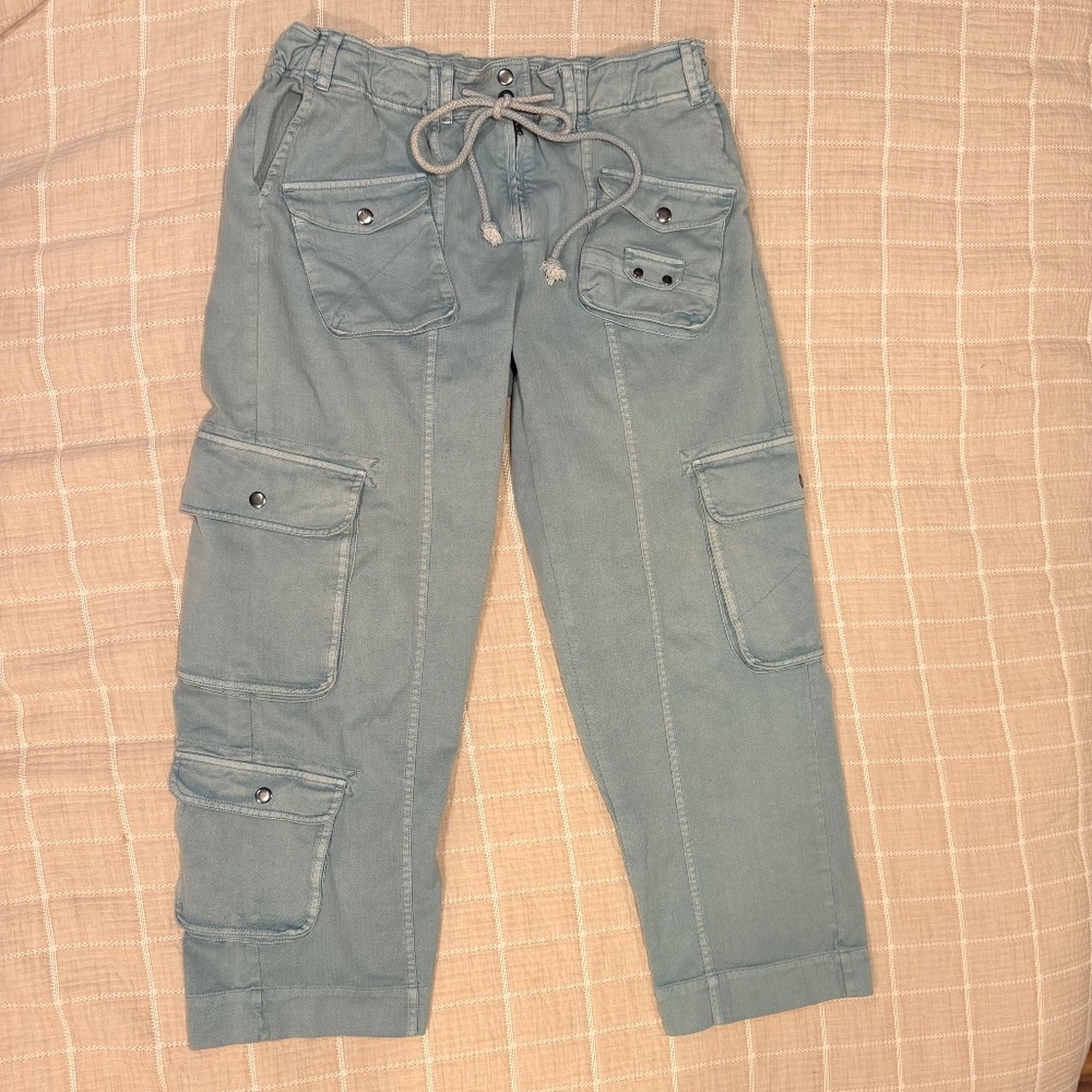 We The Free Tahiti Cargo Pants | Light Blue | Size M | Drawstring Waist